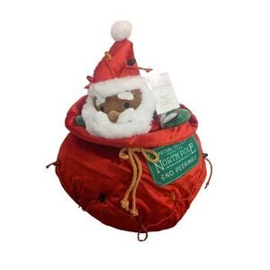 Wondershop Animated BlackSanta Musical Light Up Dancing Santa In The Toy Bag NWT